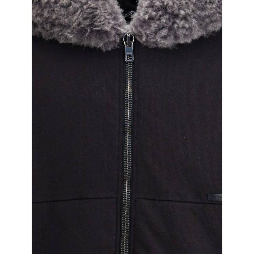 Dolce & Gabbana Faux Fur Trim Hooded Jacket Men Black Sweaters - Picture 3 of 3